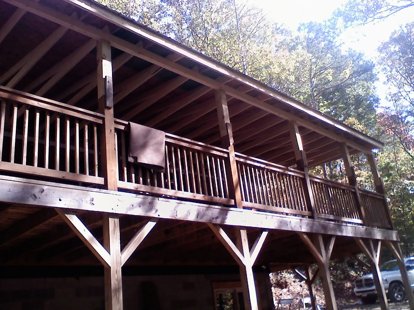 Timber framing under a new elevated porch and deck — Roof Leak Repair in Athens by Roofing Brothers